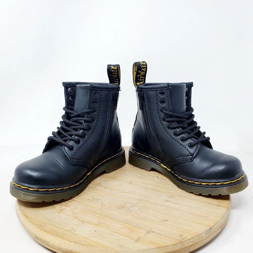 Dr Martens 1460 Boots Kids 8 Toddler Black Lace Up 8 Eye Little Boys Girls Shoes